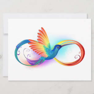Rainbow Hummingbird with Infinity symbol Card
