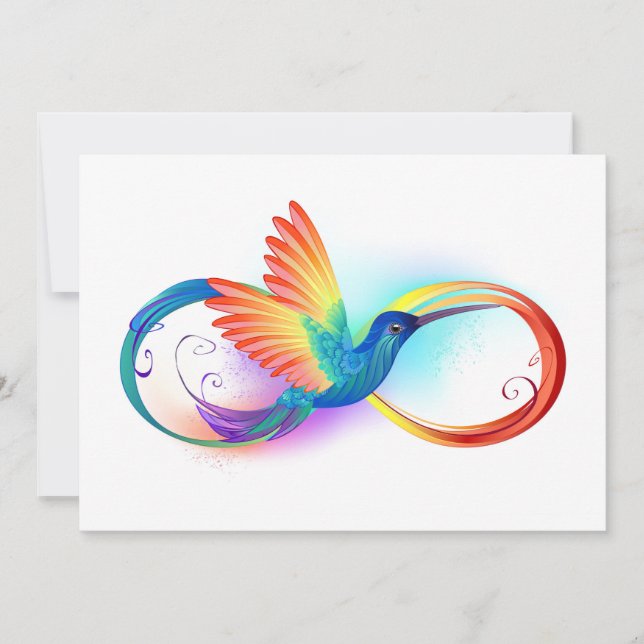 Rainbow Hummingbird with Infinity symbol Card (Front)