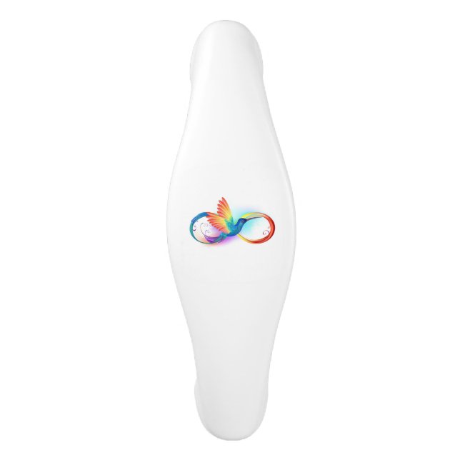 Rainbow Hummingbird with Infinity symbol Ceramic Cabinet Pull (Front)