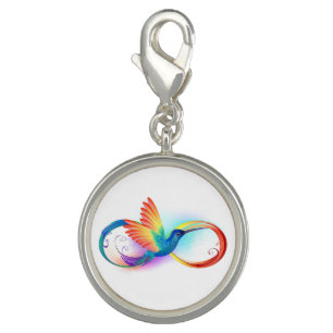 Rainbow Hummingbird with Infinity symbol Charm
