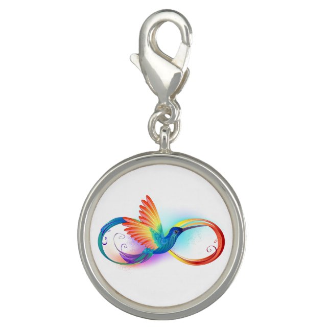 Rainbow Hummingbird with Infinity symbol Charm (Front)