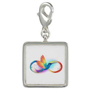 Rainbow Hummingbird with Infinity symbol Charm