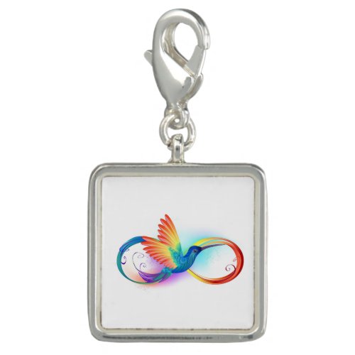 Rainbow Hummingbird with Infinity symbol Charm