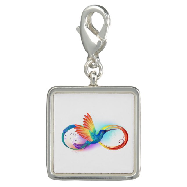 Rainbow Hummingbird with Infinity symbol Charm (Front)