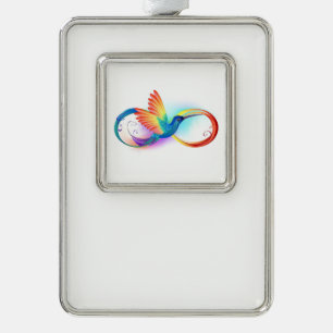 Rainbow Hummingbird with Infinity symbol Christmas Ornament