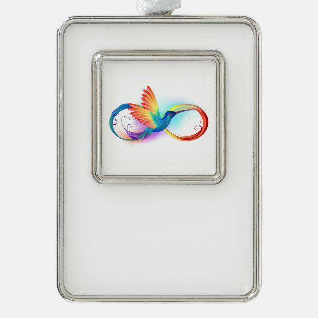 Rainbow Hummingbird with Infinity symbol Christmas Ornament (Front)