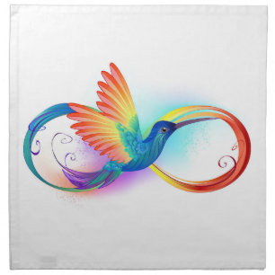 Rainbow Hummingbird with Infinity symbol Cloth Napkin
