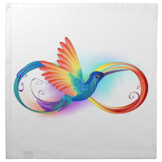 Rainbow Hummingbird with Infinity symbol Cloth Napkin (Front)