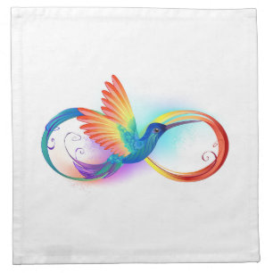 Rainbow Hummingbird with Infinity symbol Cloth Napkin