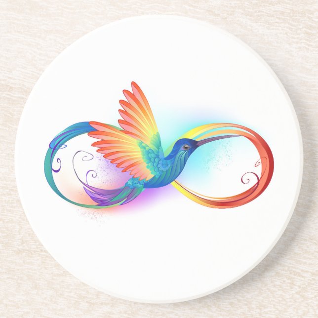 Rainbow Hummingbird with Infinity symbol Coaster (Front)