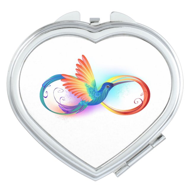 Rainbow Hummingbird with Infinity symbol Compact Mirror (Front)