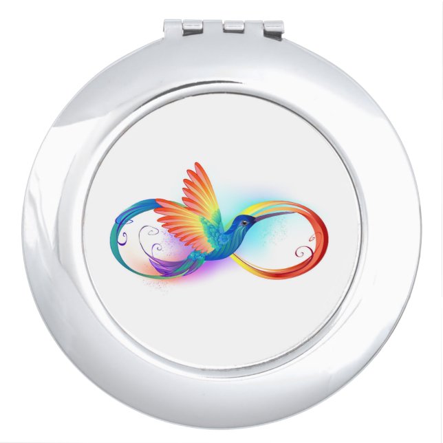 Rainbow Hummingbird with Infinity symbol Compact Mirror (Front)