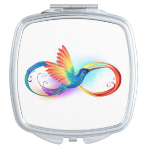 Rainbow Hummingbird with Infinity symbol Compact Mirror