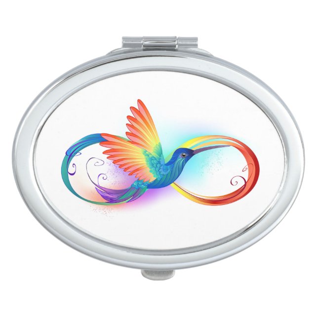 Rainbow Hummingbird with Infinity symbol Compact Mirror (Front)