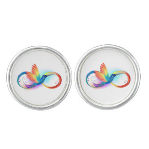 Rainbow Hummingbird with Infinity symbol Cufflinks