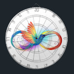 Rainbow Hummingbird with Infinity symbol Dart Board<br><div class="desc">Beautiful infinity tattoo with rainbow hummingbird. Rainbow bird.</div>