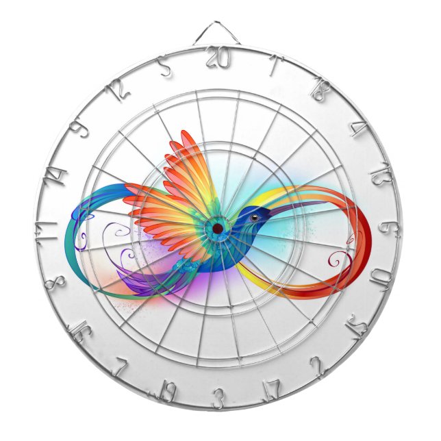 Rainbow Hummingbird with Infinity symbol Dart Board (Front)