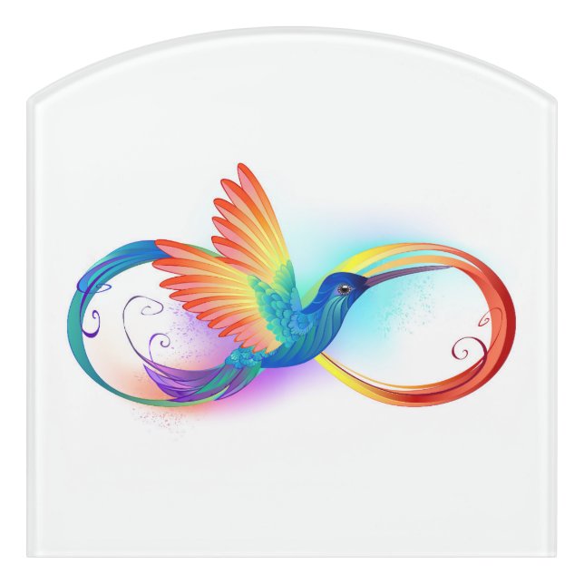 Rainbow Hummingbird with Infinity symbol Door Sign (Contour Front)