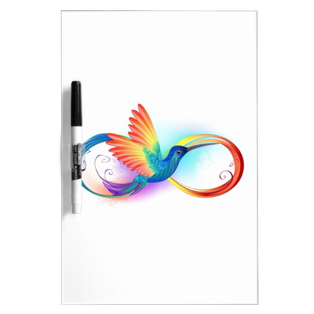 Rainbow Hummingbird with Infinity symbol Dry Erase Board (Front)