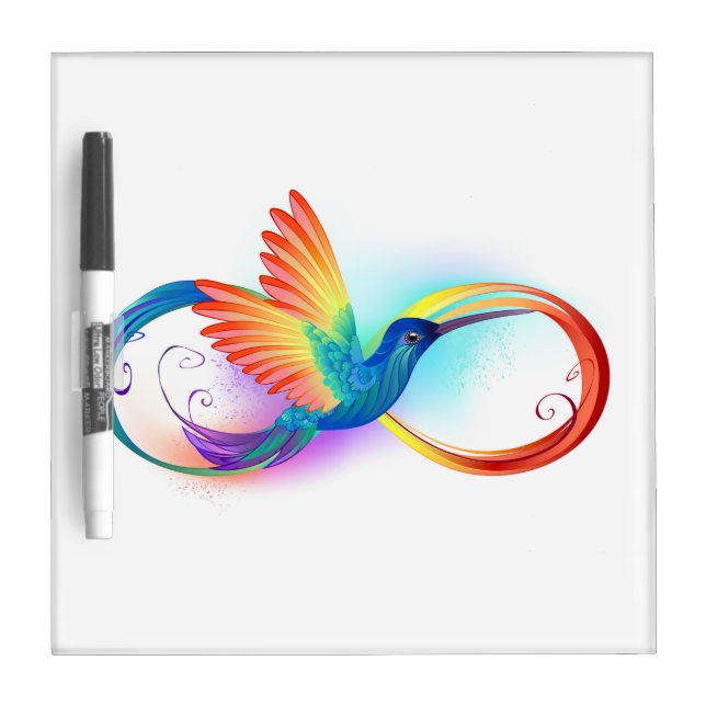 Rainbow Hummingbird with Infinity symbol Dry Erase Board (Front)