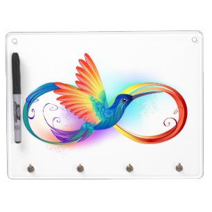 Rainbow Hummingbird with Infinity symbol Dry Erase Board With Keychain Holder