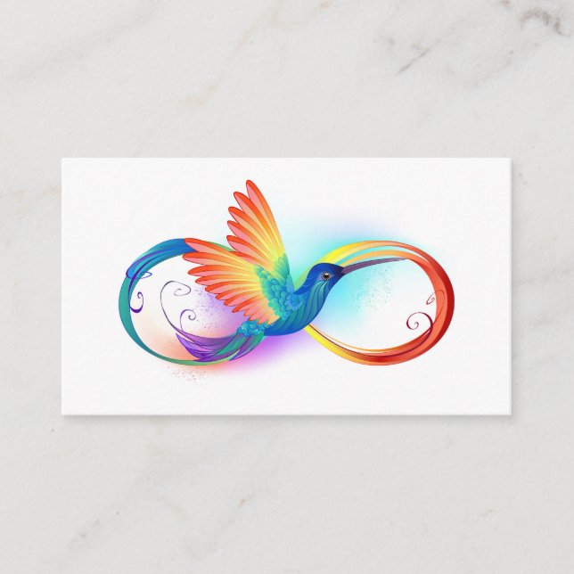 Rainbow Hummingbird with Infinity symbol Enclosure Card (Front)