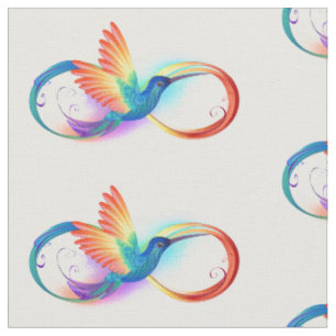 Rainbow Hummingbird with Infinity symbol Fabric