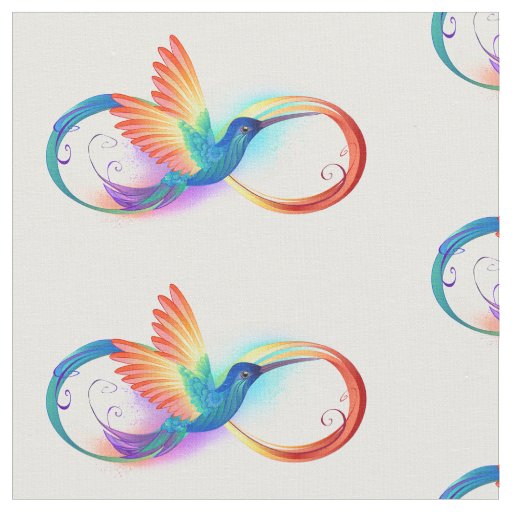 Rainbow Hummingbird with Infinity symbol Fabric