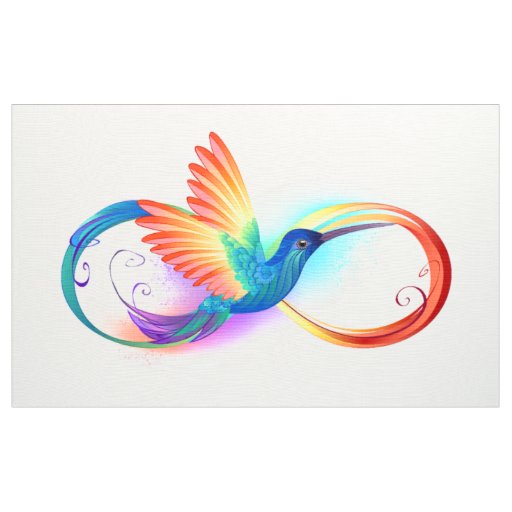 Rainbow Hummingbird with Infinity symbol Fabric
