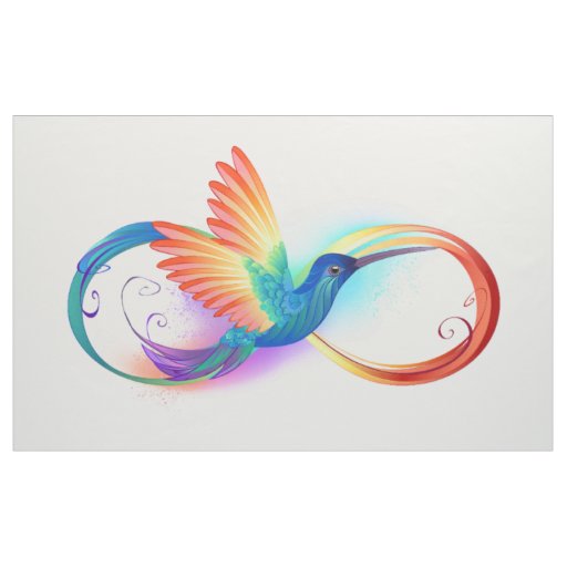 Rainbow Hummingbird with Infinity symbol Fabric