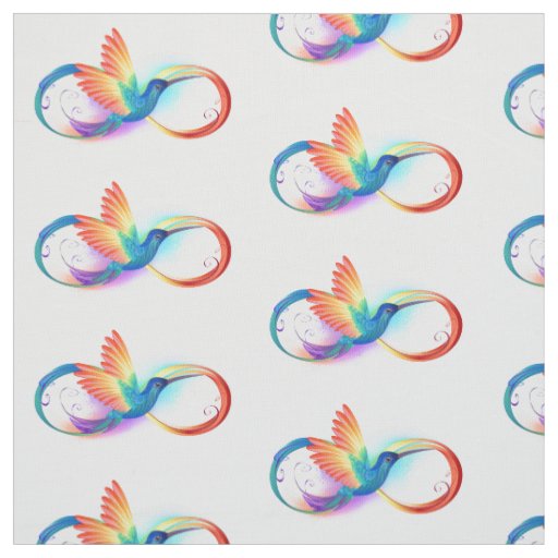 Rainbow Hummingbird with Infinity symbol Fabric