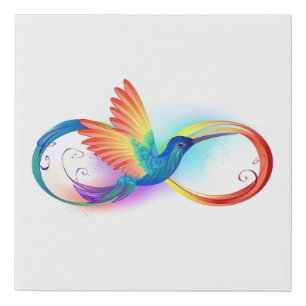 Rainbow Hummingbird with Infinity symbol Faux Canvas Print