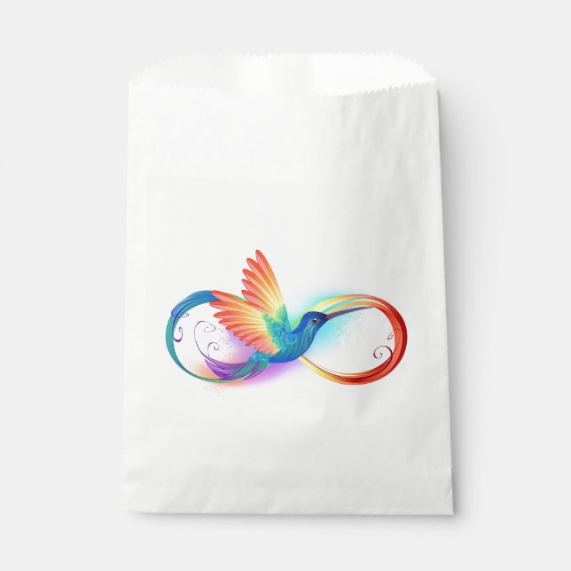 Rainbow Hummingbird with Infinity symbol Favor Bag (Front)
