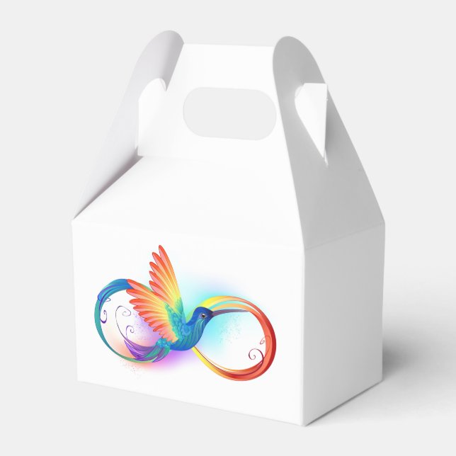 Rainbow Hummingbird with Infinity symbol Favor Boxes (Front Side)