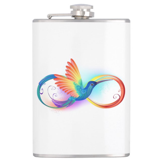 Rainbow Hummingbird with Infinity symbol Flask (Front)