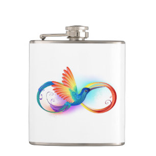 Rainbow Hummingbird with Infinity symbol Flask