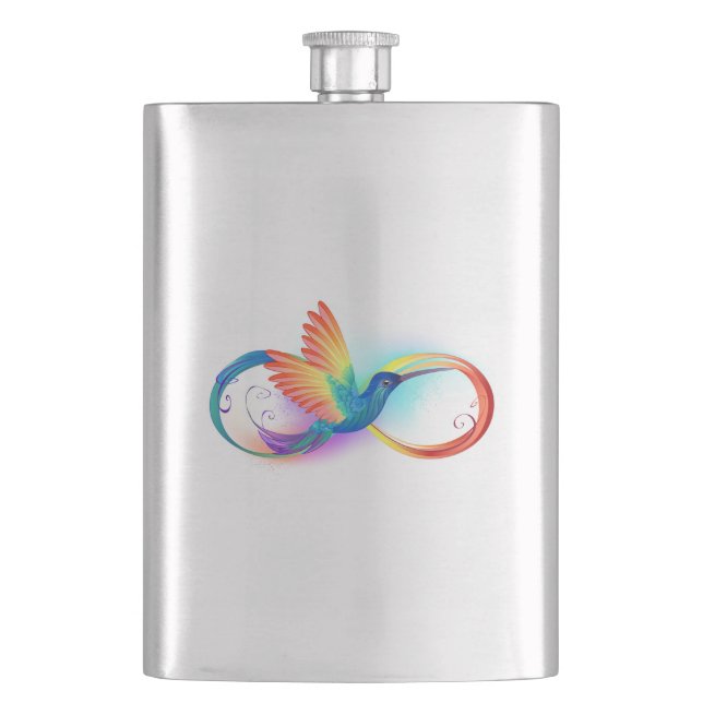 Rainbow Hummingbird with Infinity symbol Flask (Front)