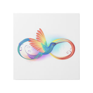 Rainbow Hummingbird with Infinity symbol Gallery Wrap