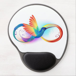 Rainbow Hummingbird with Infinity symbol Gel Mouse Pad
