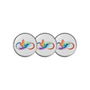 Rainbow Hummingbird with Infinity symbol Golf Ball Marker