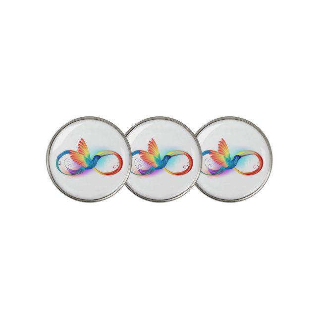 Rainbow Hummingbird with Infinity symbol Golf Ball Marker (3 Up)