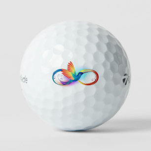 Rainbow Hummingbird with Infinity symbol Golf Balls