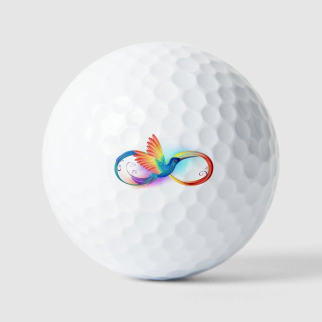 Rainbow Hummingbird with Infinity symbol Golf Balls (Front)
