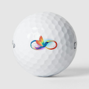 Rainbow Hummingbird with Infinity symbol Golf Balls