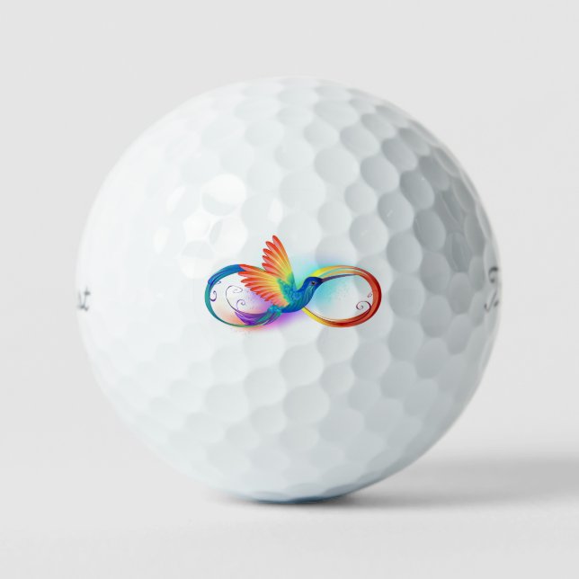 Rainbow Hummingbird with Infinity symbol Golf Balls (Front)