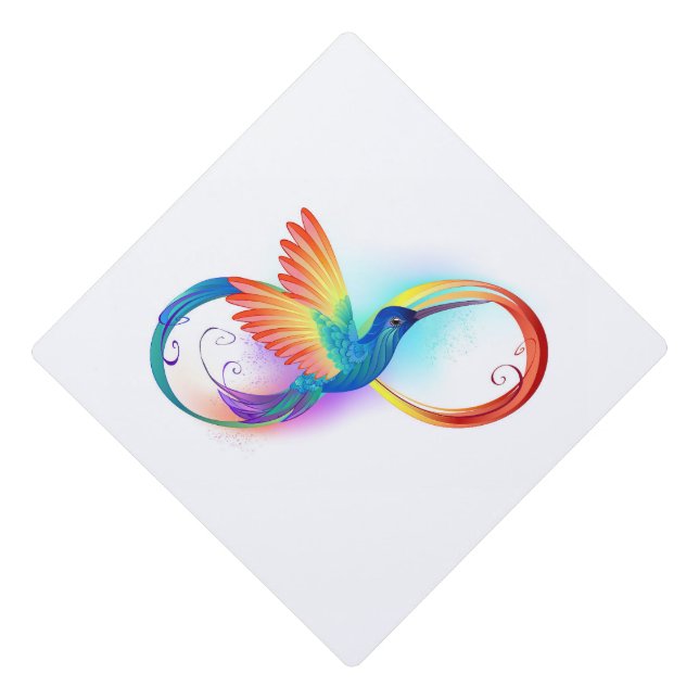 Rainbow Hummingbird with Infinity symbol Graduation Cap Topper (Front)