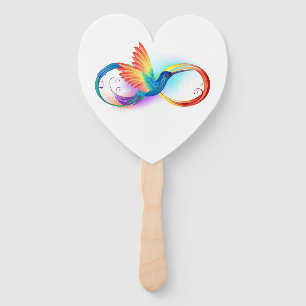 Rainbow Hummingbird with Infinity symbol Hand Fan