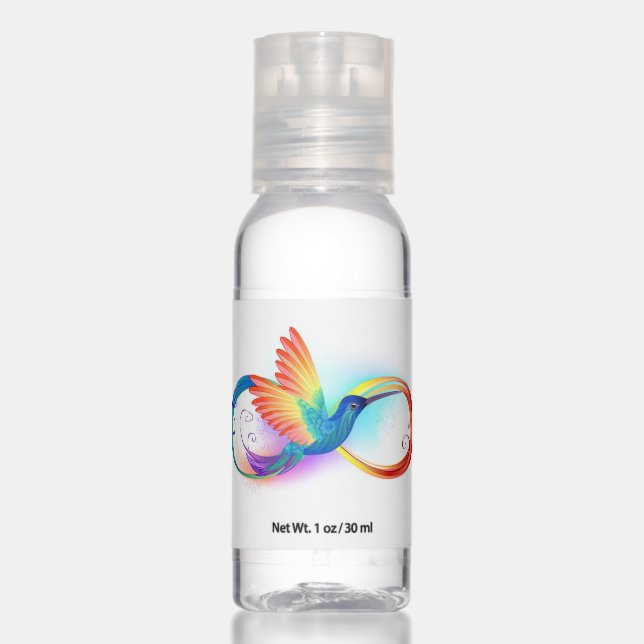 Rainbow Hummingbird with Infinity symbol Hand Sanitizer (Front)