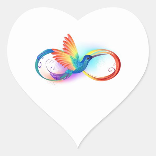 Rainbow Hummingbird with Infinity symbol Heart Sticker