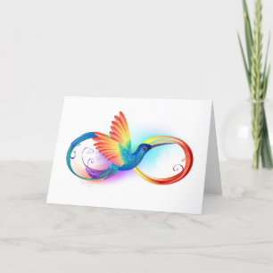 Rainbow Hummingbird with Infinity symbol Holiday Card
